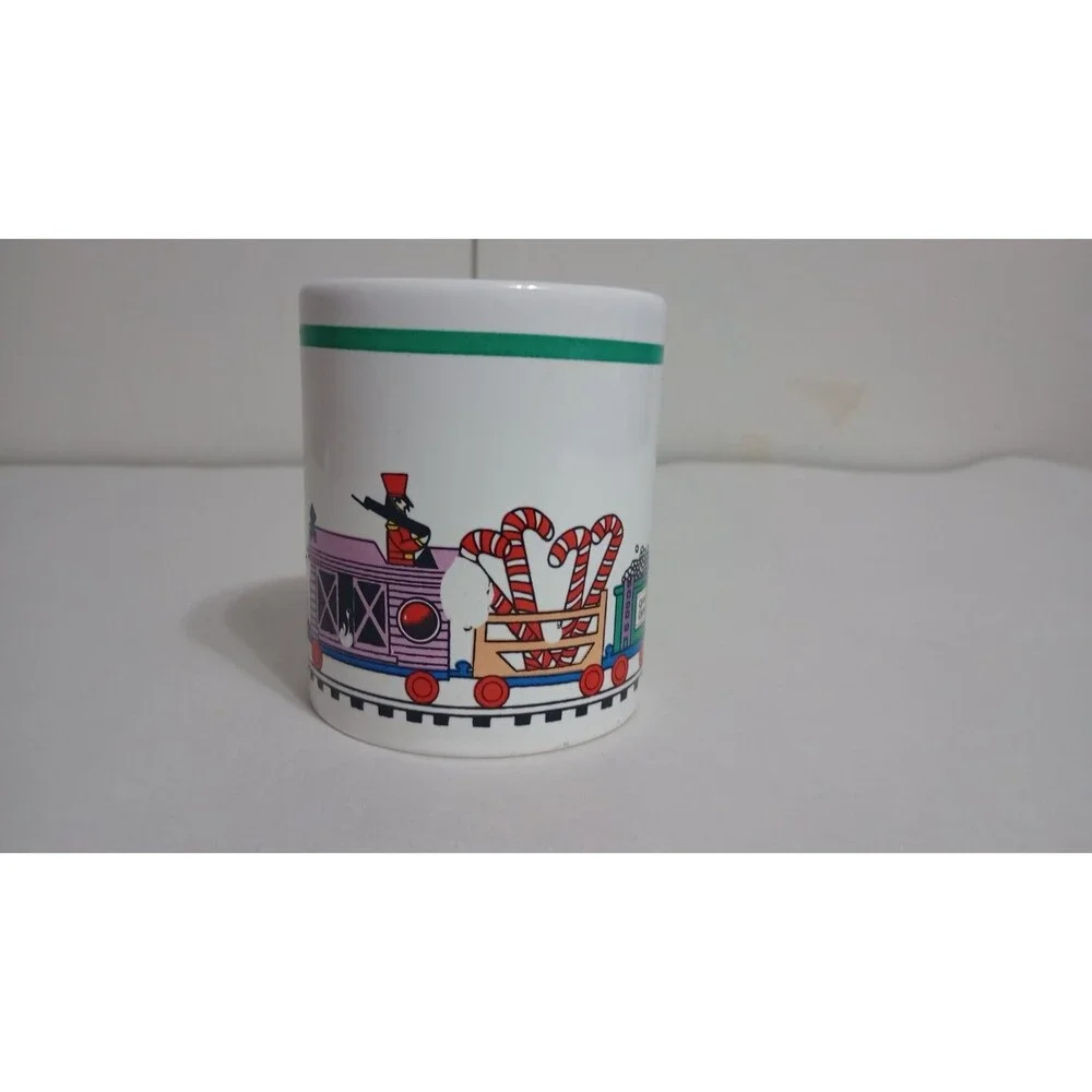 Alco Fancy Handle Decorated Christmas Mug  Holiday Decor Vtg Train